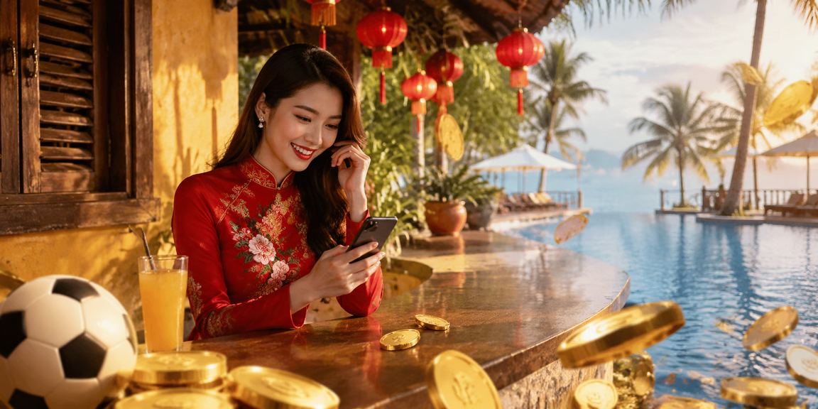 Phụ nữ mặc áo dài tại Hội An tham gia trò chơi bài truyền thống trong không khí lễ hội